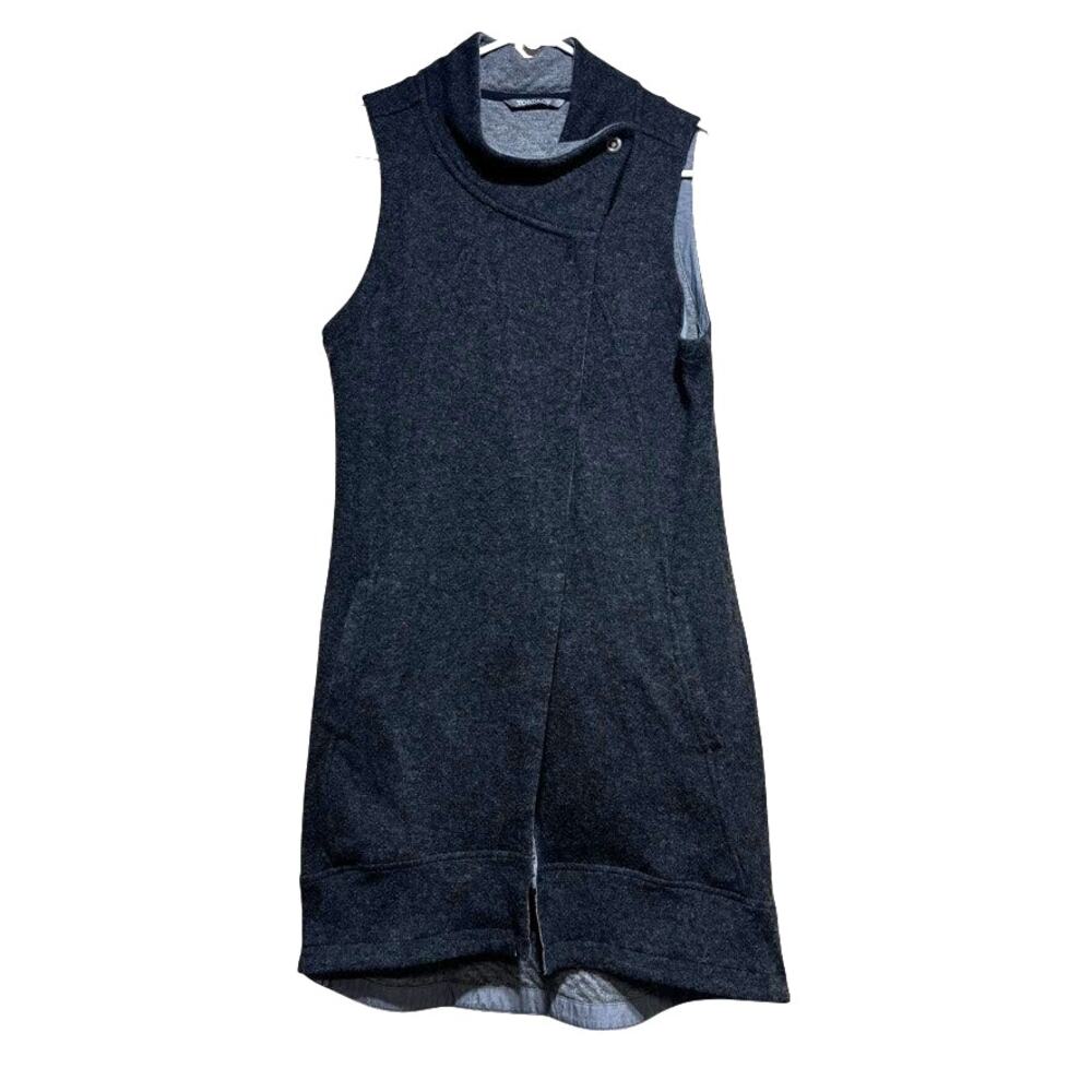Toad & Co Women's Long Wool Blend Tunic Vest Gray Black Asymmetric Size Mediu\\]